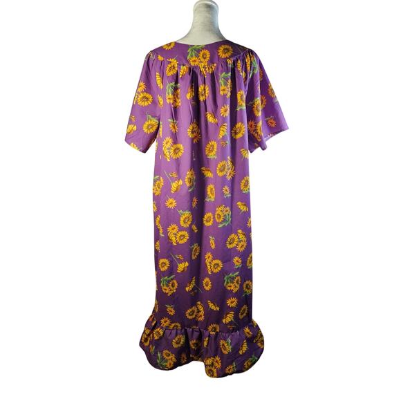Anthony Richards Purple Sunflowers Mumu Dress‎ Size MP New Lightweight SS - Picture 7 of 10